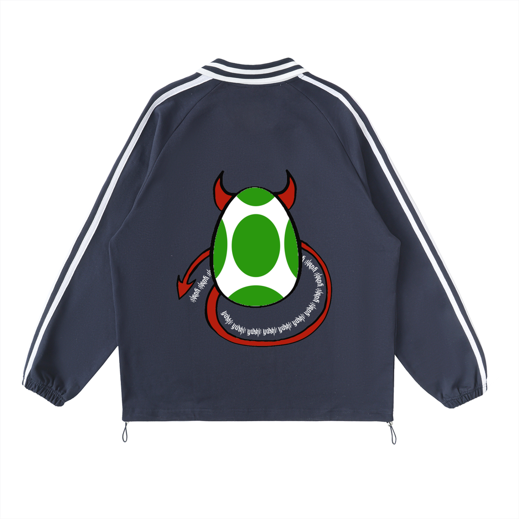 Contrast Striped Lapel Collar Sweatshirt