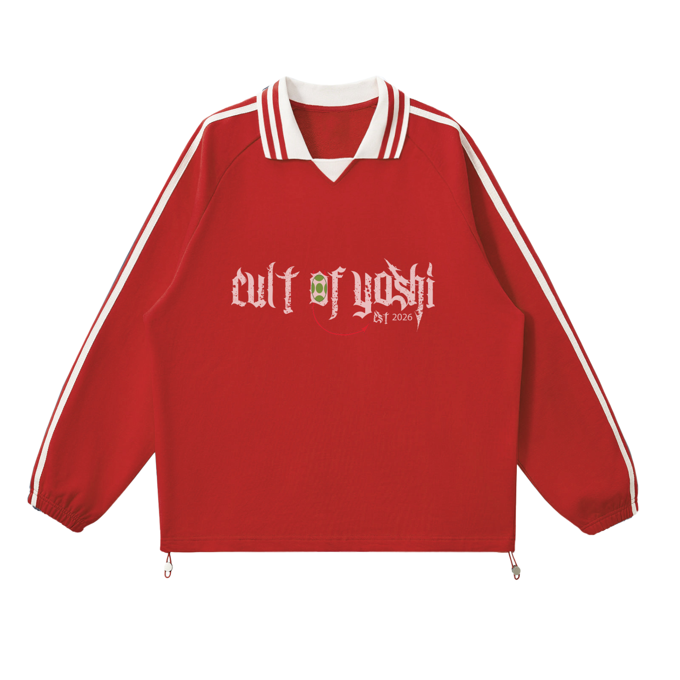 Contrast Striped Lapel Collar Sweatshirt
