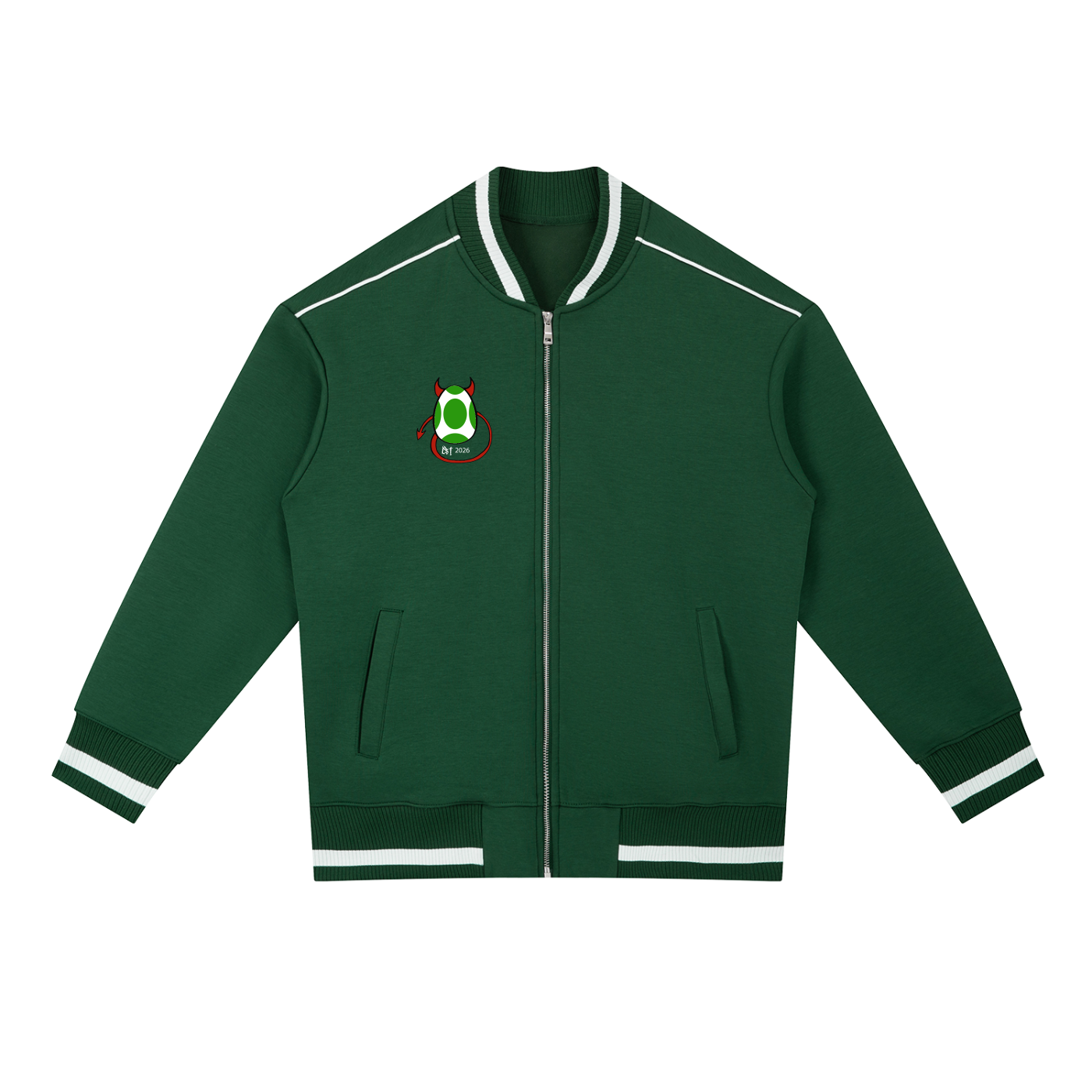 Contrast Piping Zip Bomber Jacket