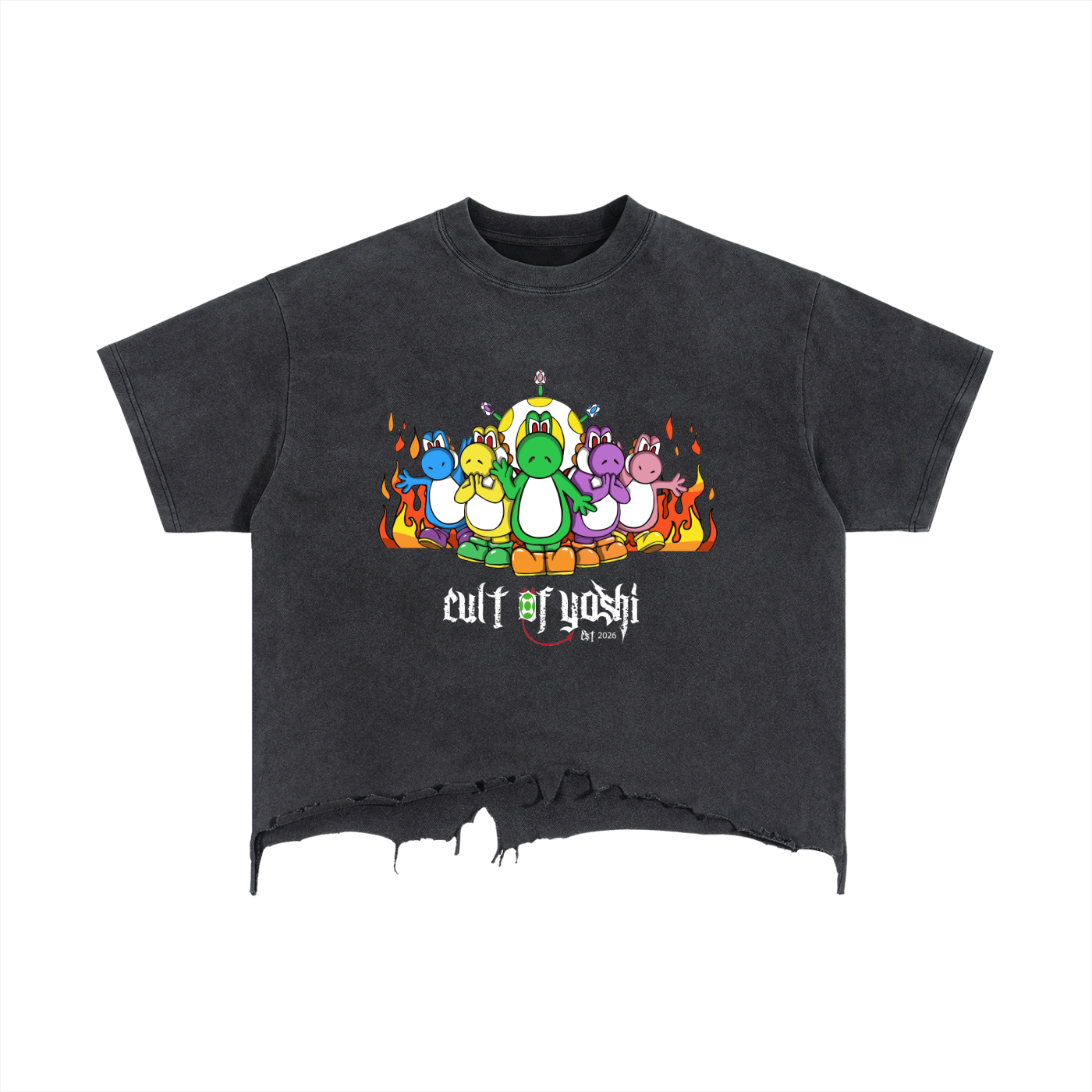 DISTRESSED CULT Vintage Wash Boxy Hem T-Shirt