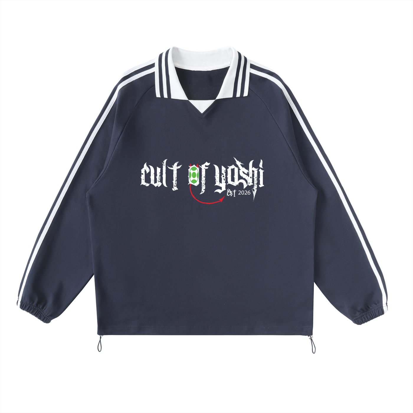 Contrast Striped Lapel Collar Sweatshirt