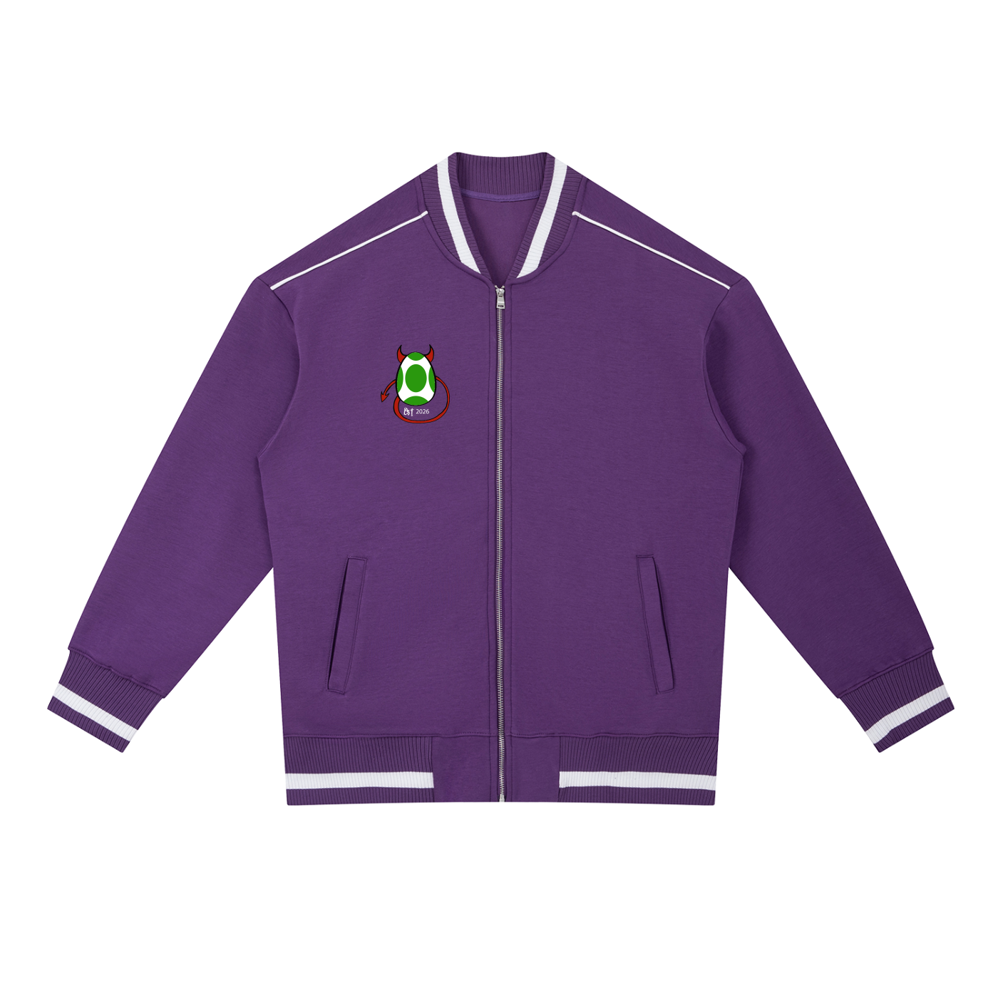 Contrast Piping Zip Bomber Jacket