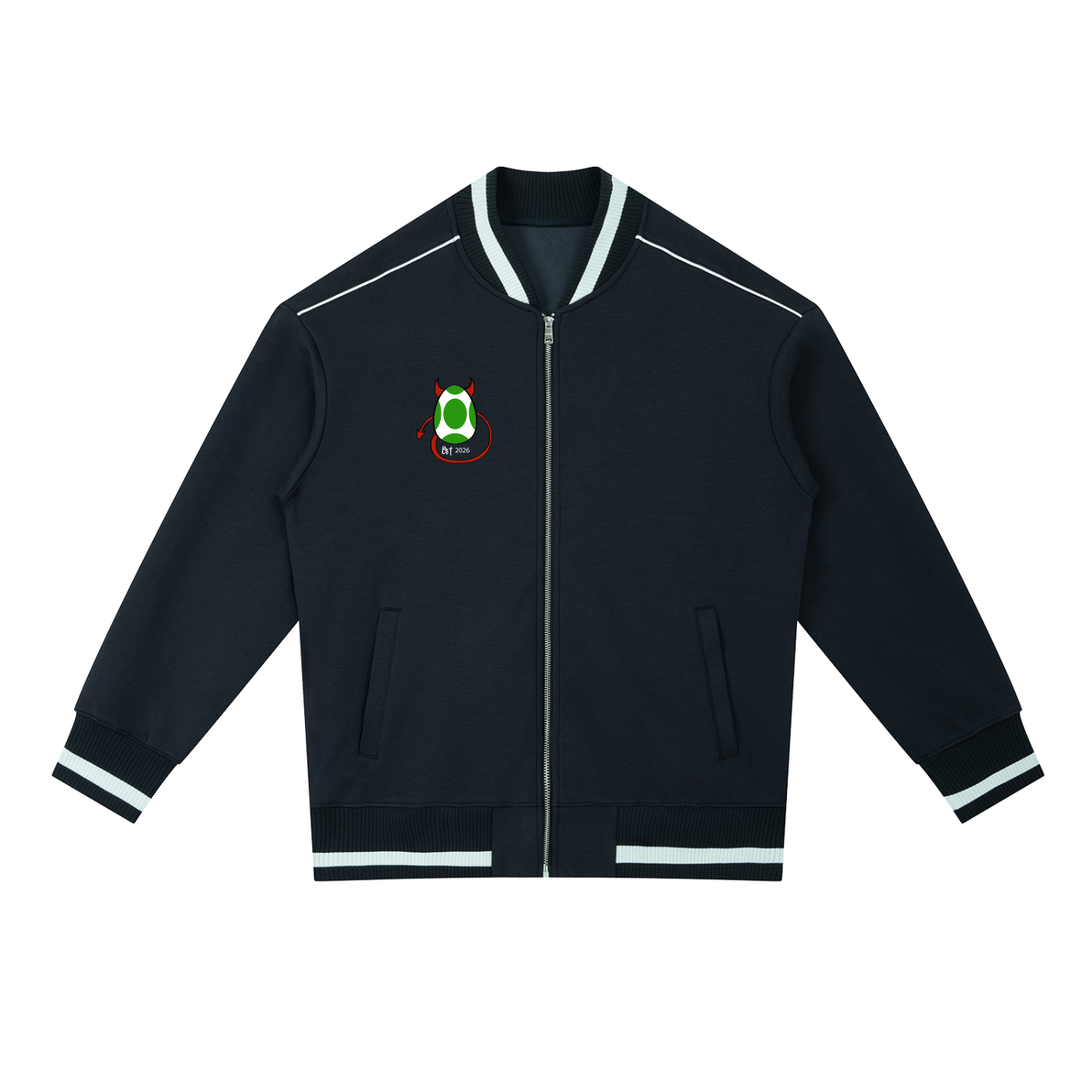 Contrast Piping Zip Bomber Jacket