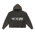 CULT SUMMONING Vintage Washed Frayed-Hem Hoodie