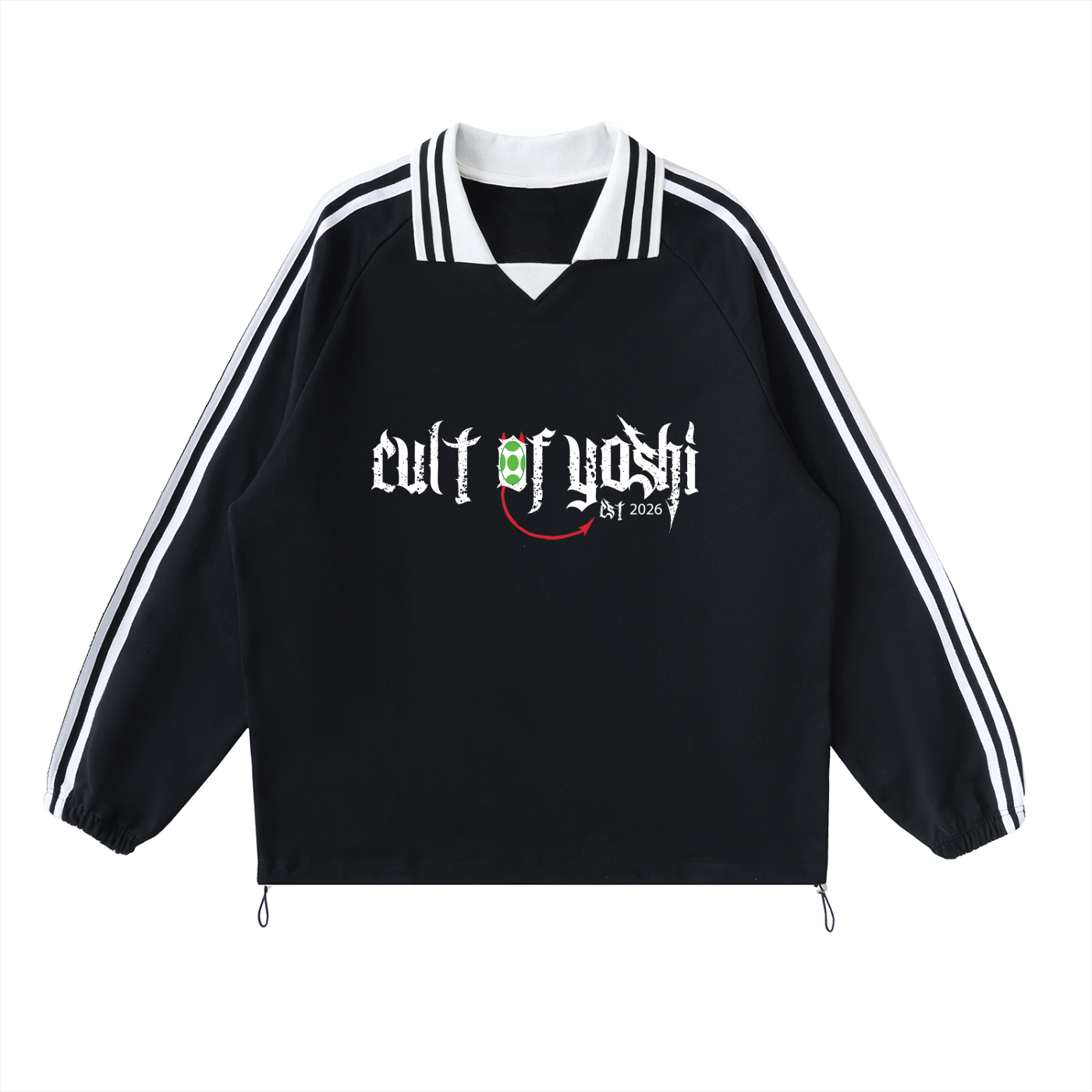 Contrast Striped Lapel Collar Sweatshirt